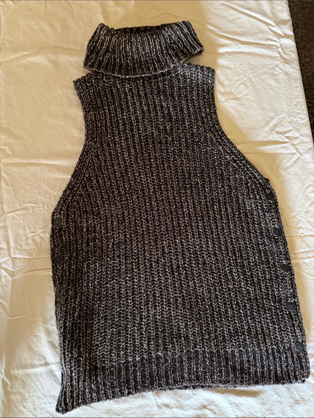 Sleeveless Cowl Neck Knit Vest in Charcoal